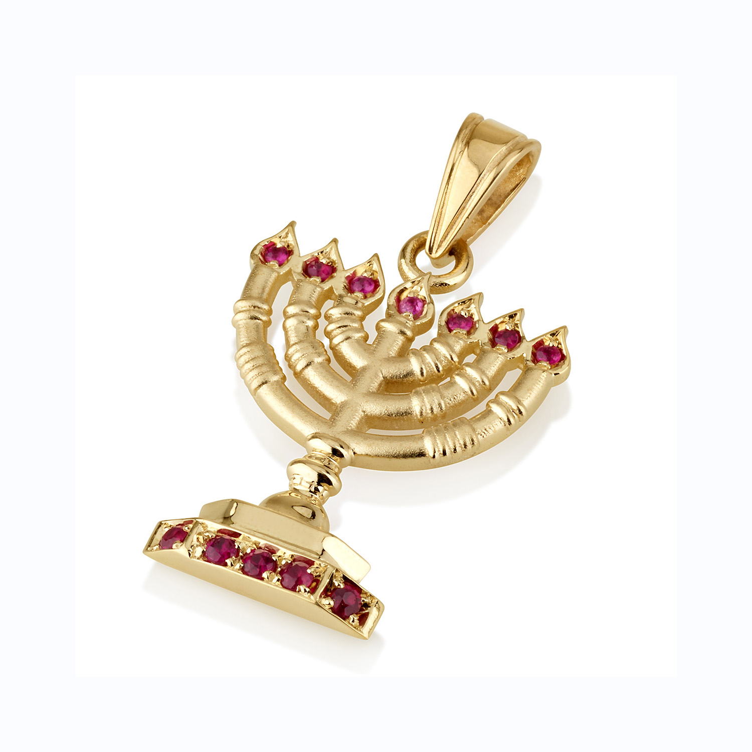 Ruby Menorah Pendant in 14k Gold