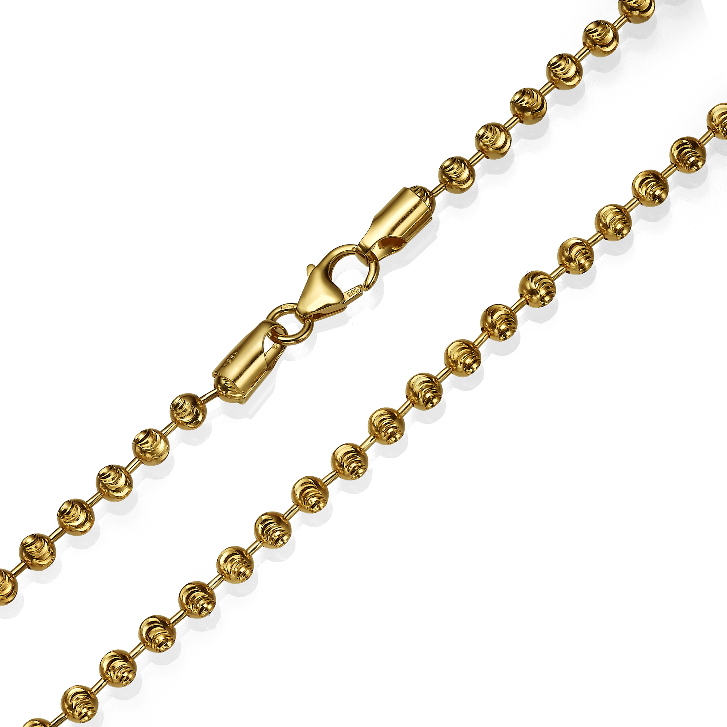 14K Gold Small Diamond Cut Ball Chain - 3 MM