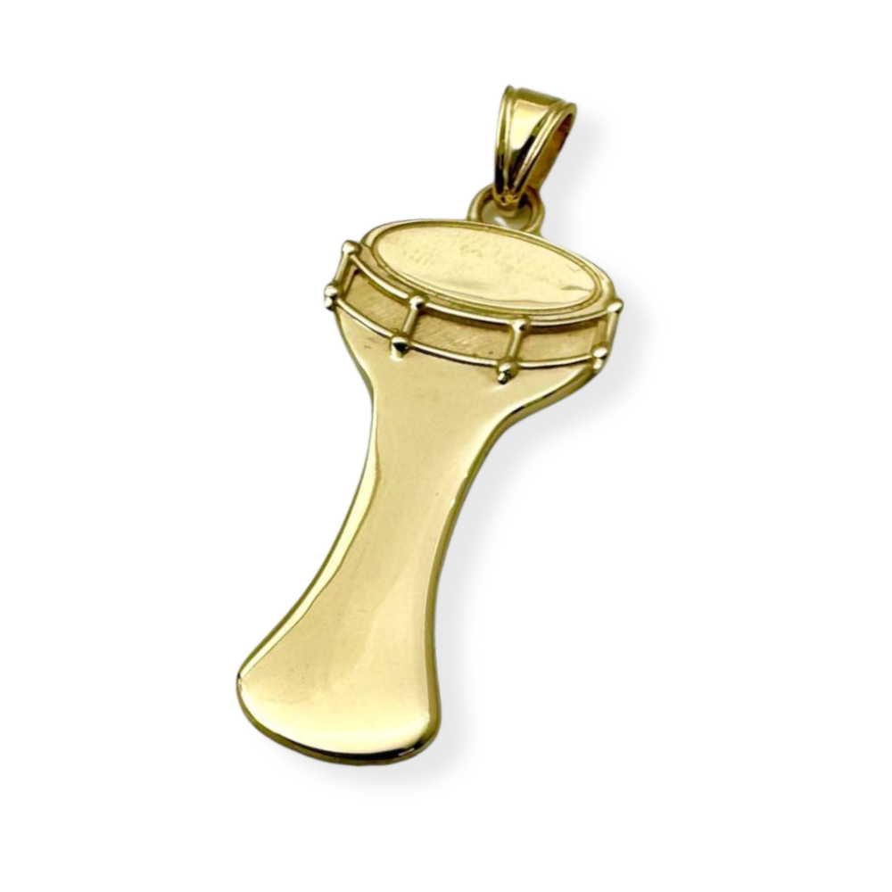 Darbuka Drum Pendant in 14K Gold