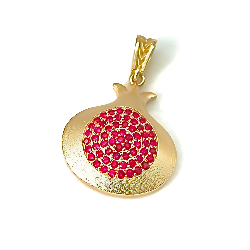 Pomegranate Pendant with 0.5 CT Rubies in 14k Gold